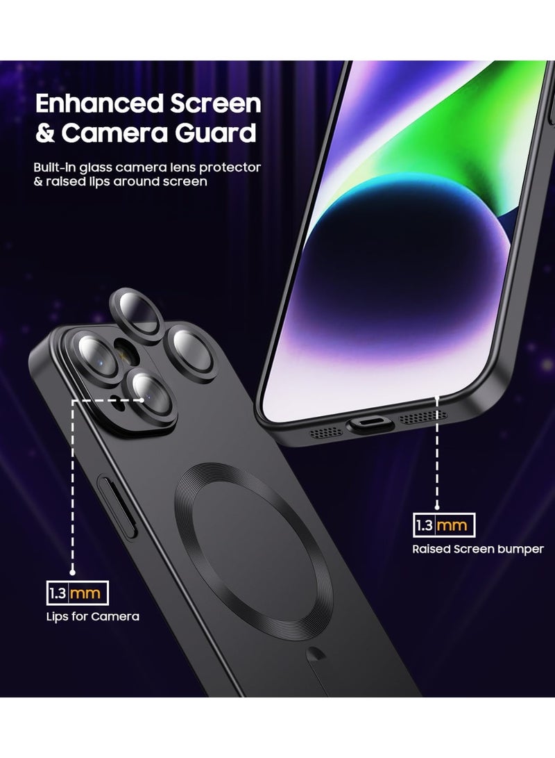 جراب مغناطيسي متوافق مع iPhone 15 Plus [متوافق مع MagSafe] [واقي عدسة الكاميرا المدمج] جراب هاتف رفيع ناعم من السيليكون مقاوم للصدمات لامع معدني (أسود) - Image 2